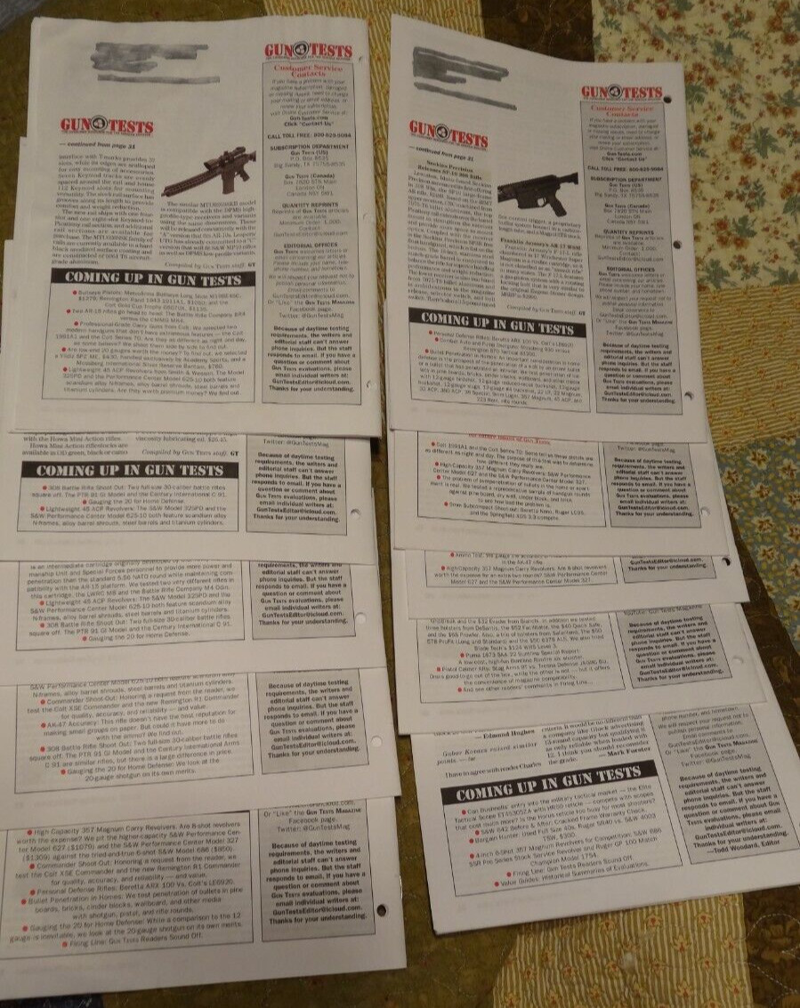 Gun Tests magazine – Lot of 10 – Sept, Nov & Dec 2014 & Jan, Feb, Mar, Apr, May