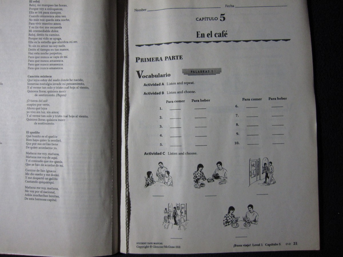 ¡Buen Viaje! Spanish Level 1 Student Tape Manual [Paperback] Missing 20 Pages