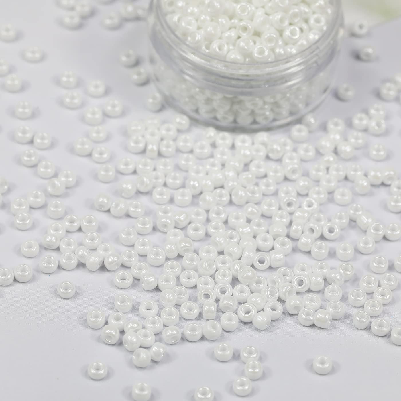 White Pearl 3mm Seed Beads About 3600pcs/100Grams in Bag, 8/0 Glass Craft Beads