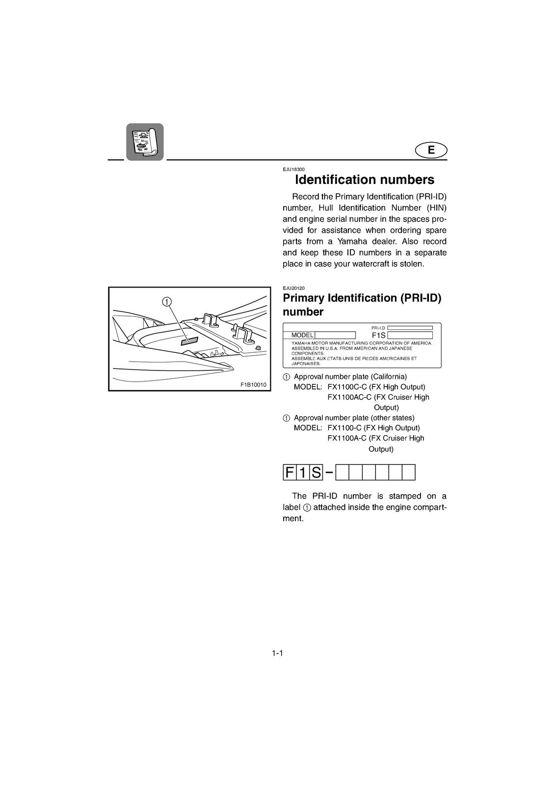 YAMAHA 2004 WaveRunner FX Cruiser High Output Operators Manual , FOLDOUTS
