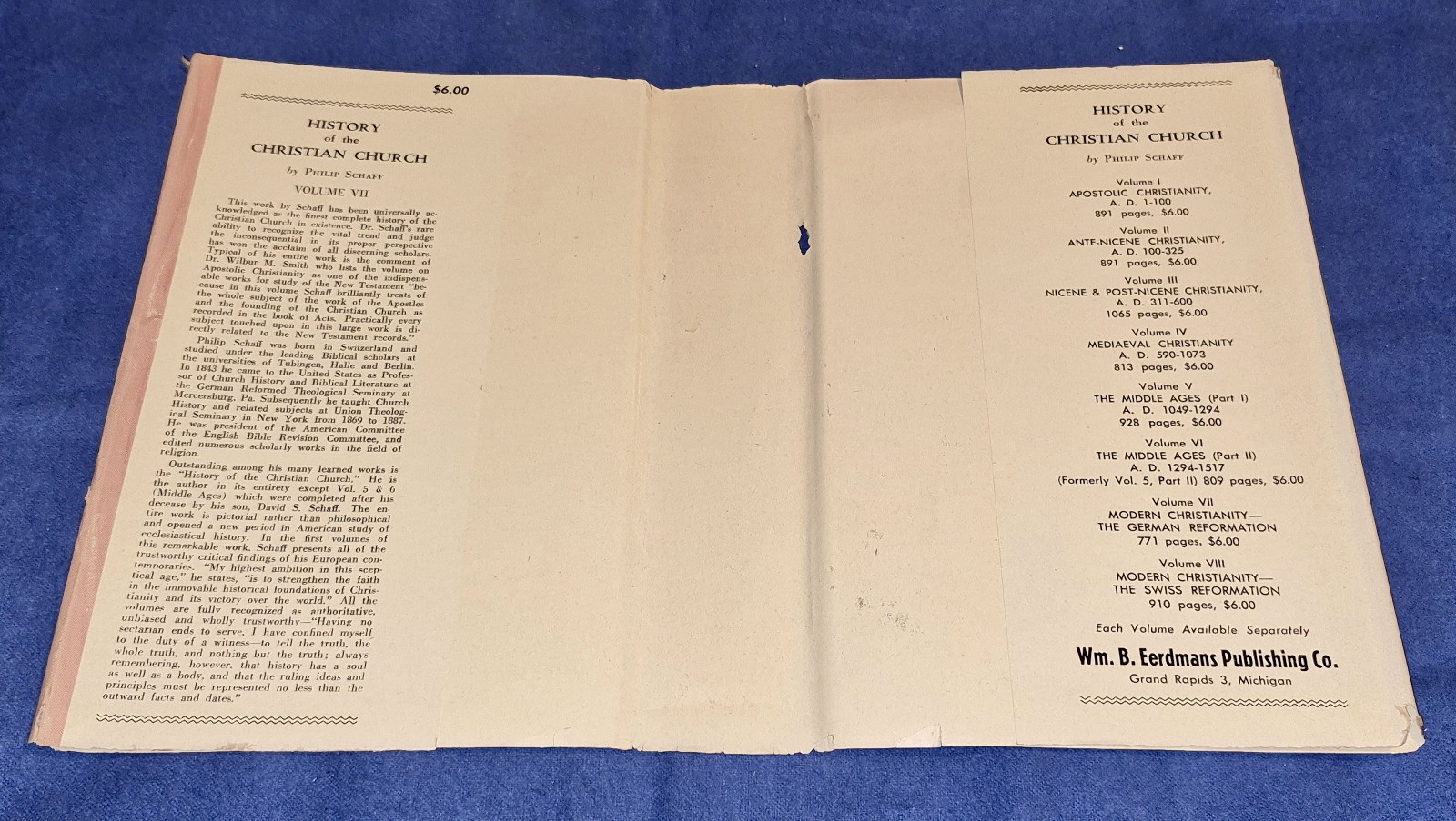 History of the Christian Church Vol 1 2 3 7 Schaff – Hardcover Lot Eerdmans 1950