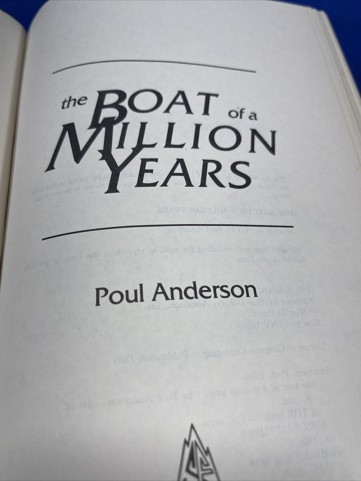 1989 The Boat of a Million Years by Poul Anderson Hardcover With Dust Jacket