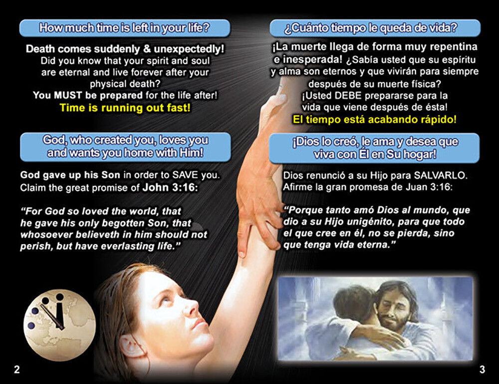 Bible, Gospel Tracts in English/Spanish, Pack of 40 in 4 Covers, 20 Pages Each.