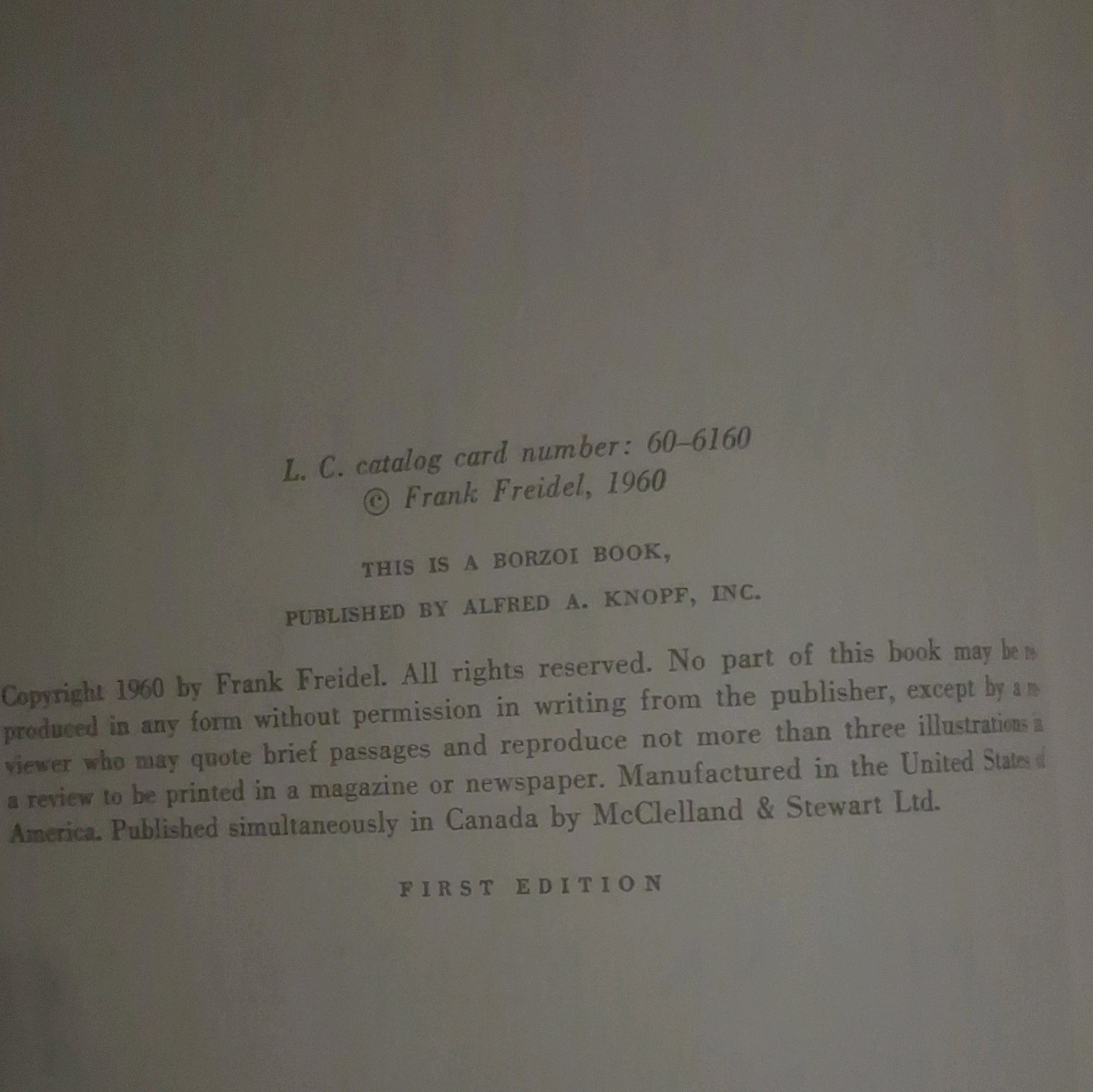 Frank Freidel America in the Twentieth Century Hardcover 1960 Knopf 1st Ed