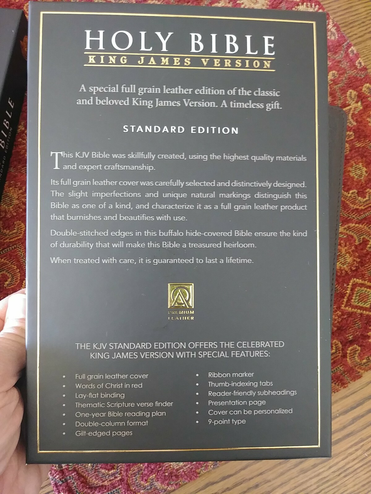 KJV Genuine Buffalo Hide Bible Thinline Thumb Indexed ~ Brown Leather new in box