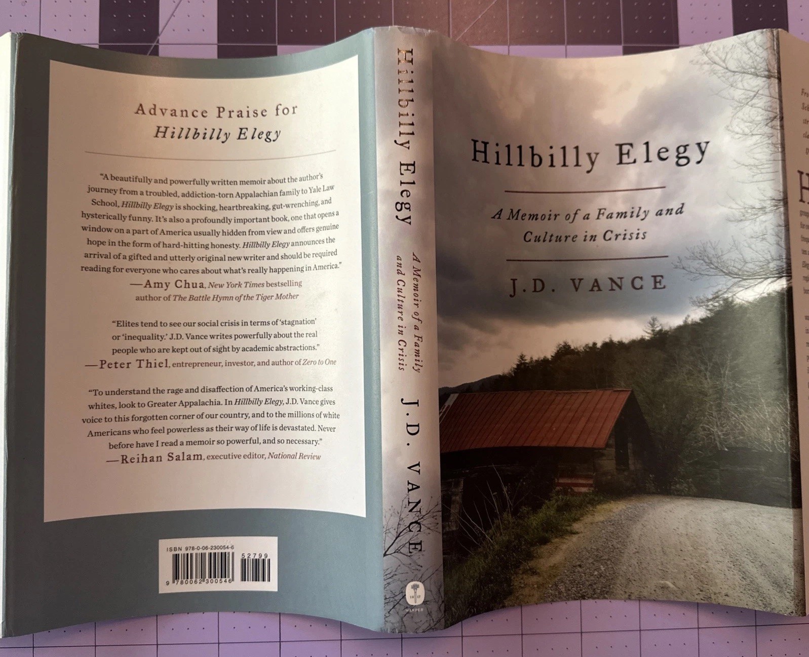 Hillbilly Elegy by J. D. Vance. 1st Printing, 1st Edition (2016 HC) VG+