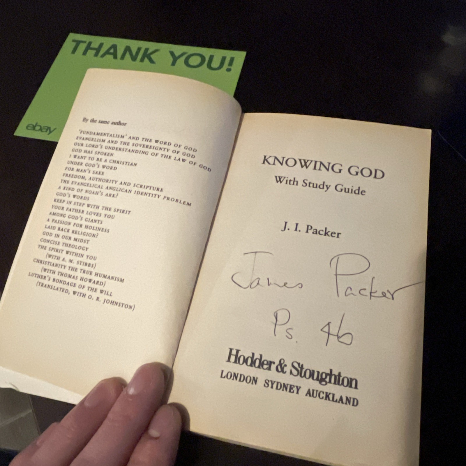Signed By JI Packer – 1993 Knowing God Anniversary Edition Paper Back Signed J.I