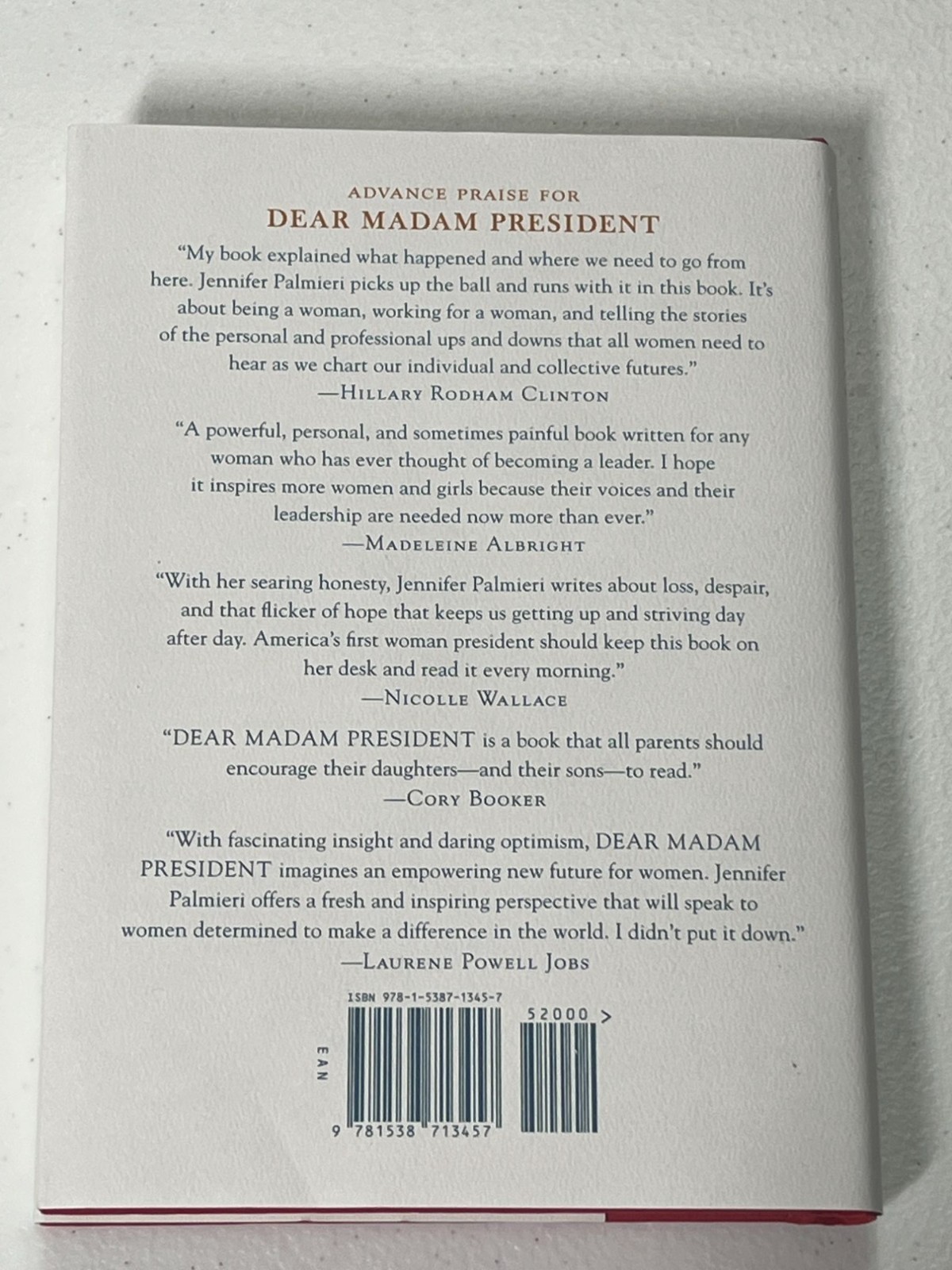 Dear Madam President Jennifer Palmieri Hardcover Leadership Politics Book
