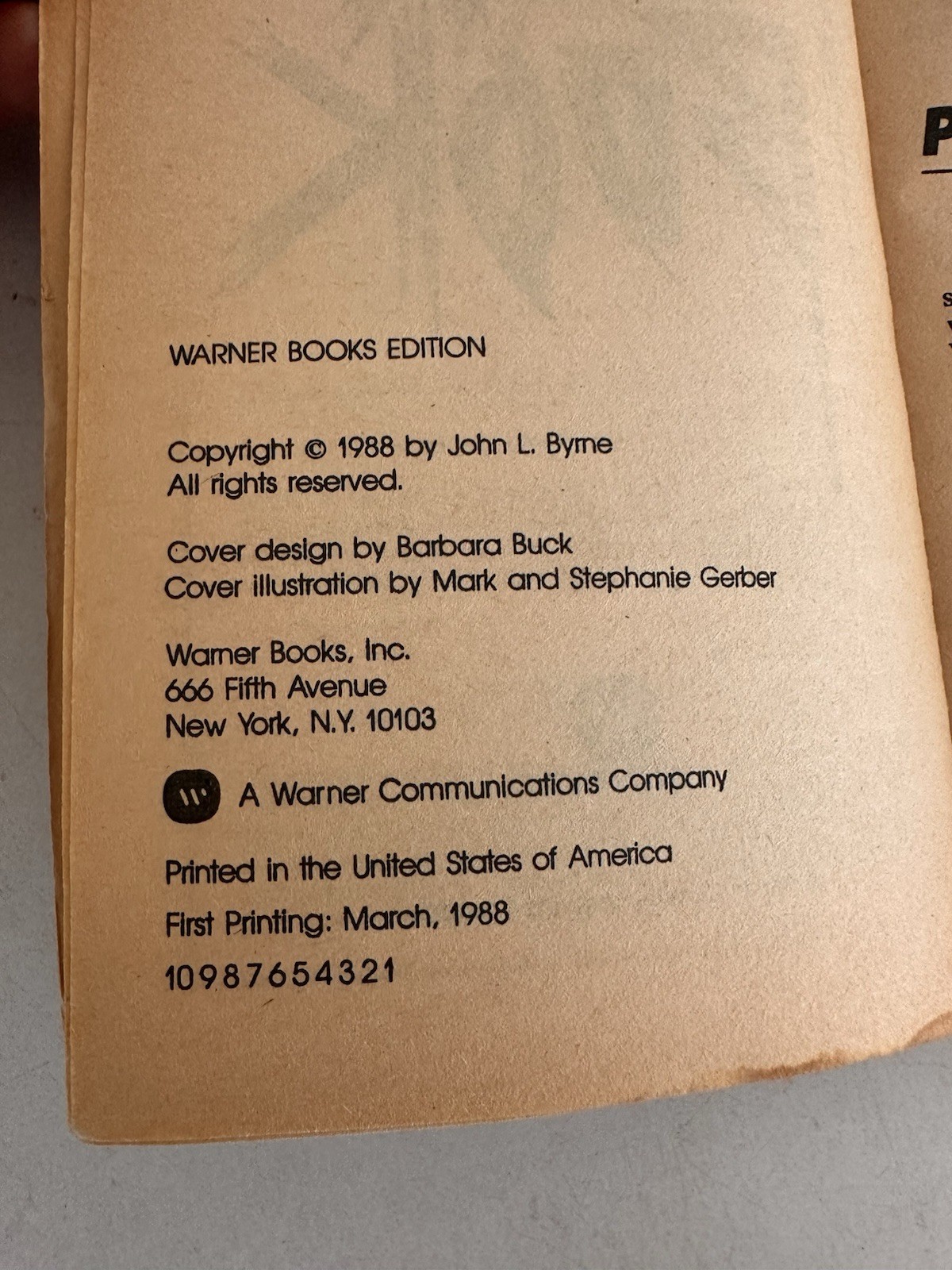 JOHN L. BYRNE’S FEAR BOOK 1st Edition 1988 Trade Paperback