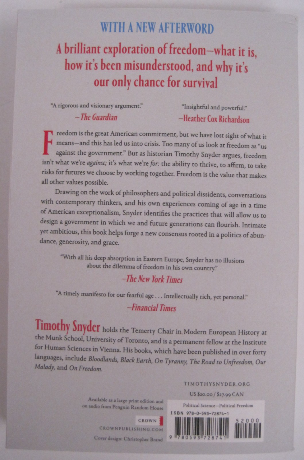 On Freedom by Timothy Snyder (SC OVSZ)