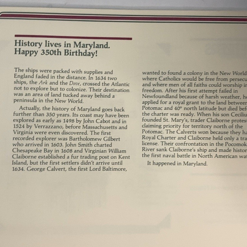 Treasured Recipes honoring Maryland’s 350th Anniversary Cookbook Booklet Good