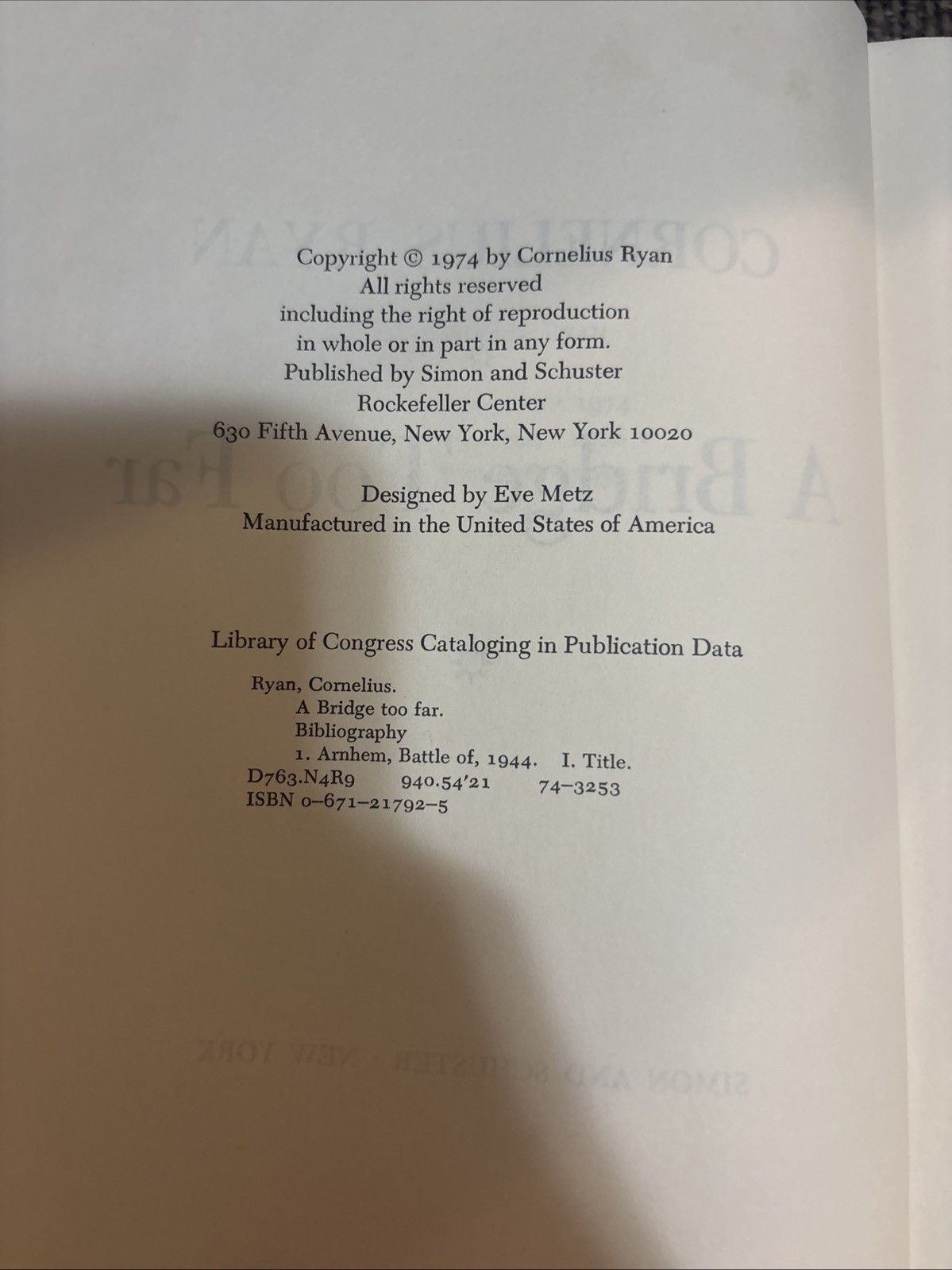 A Bridge Too Far Hardcover Cornelius Ryan