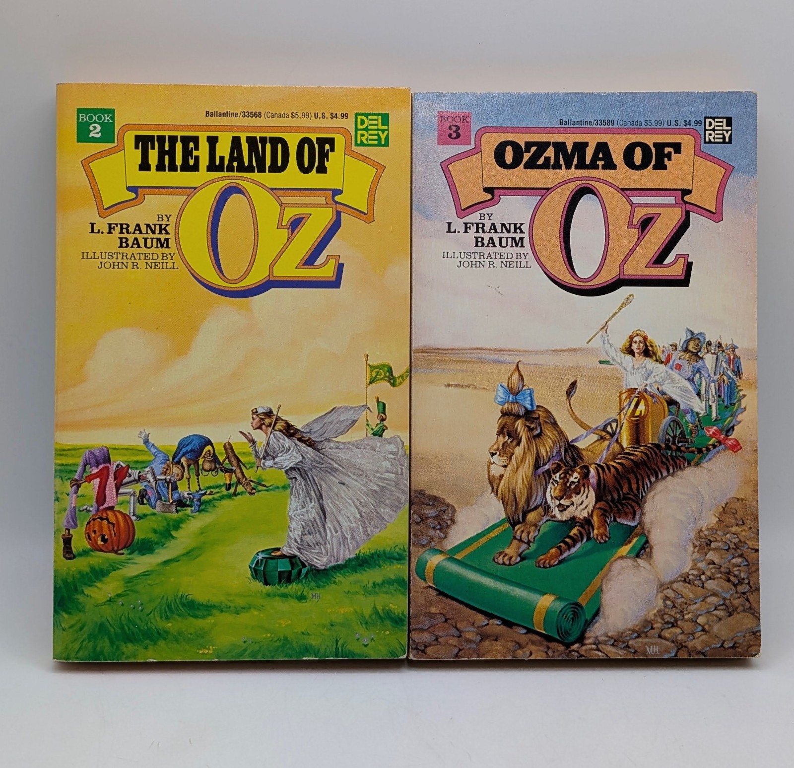 L. Frank Baum Book Lot 2 Ozma & Land Of Oz Del Rey Paperback Set #2 #3 Herring