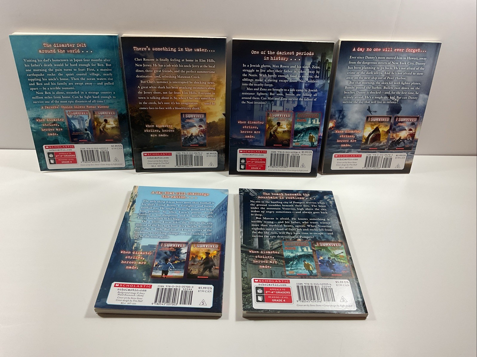 Boxed sets grades 2-4 Lot of 14 I Survived 1-10 PB Jurassic World 1-4 HC