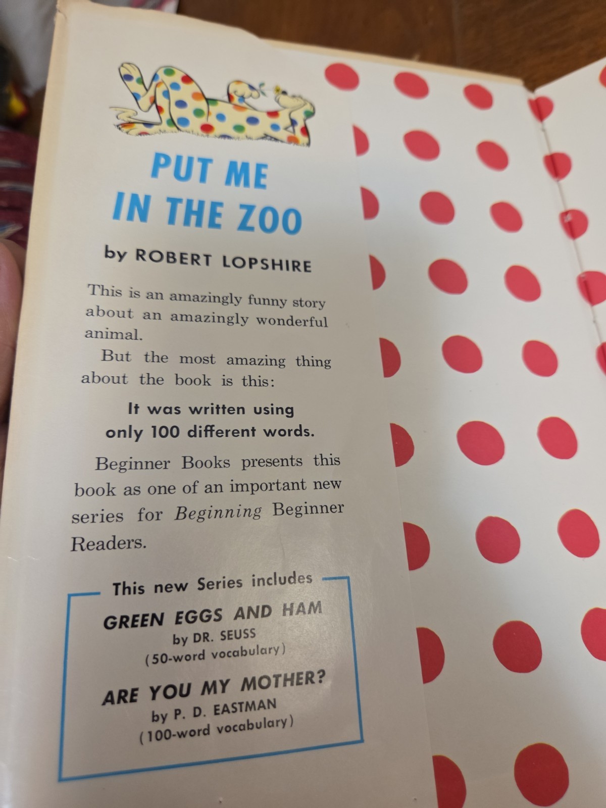 Put Me in the Zoo Lopshire Beginner Books 1960 Hardcover Dust Jacket Vintage