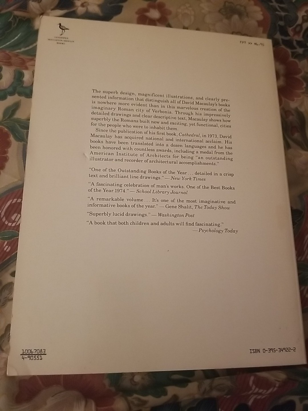 Signed David Macaulay City: A Story of Roman Planning Construction 1974 PB