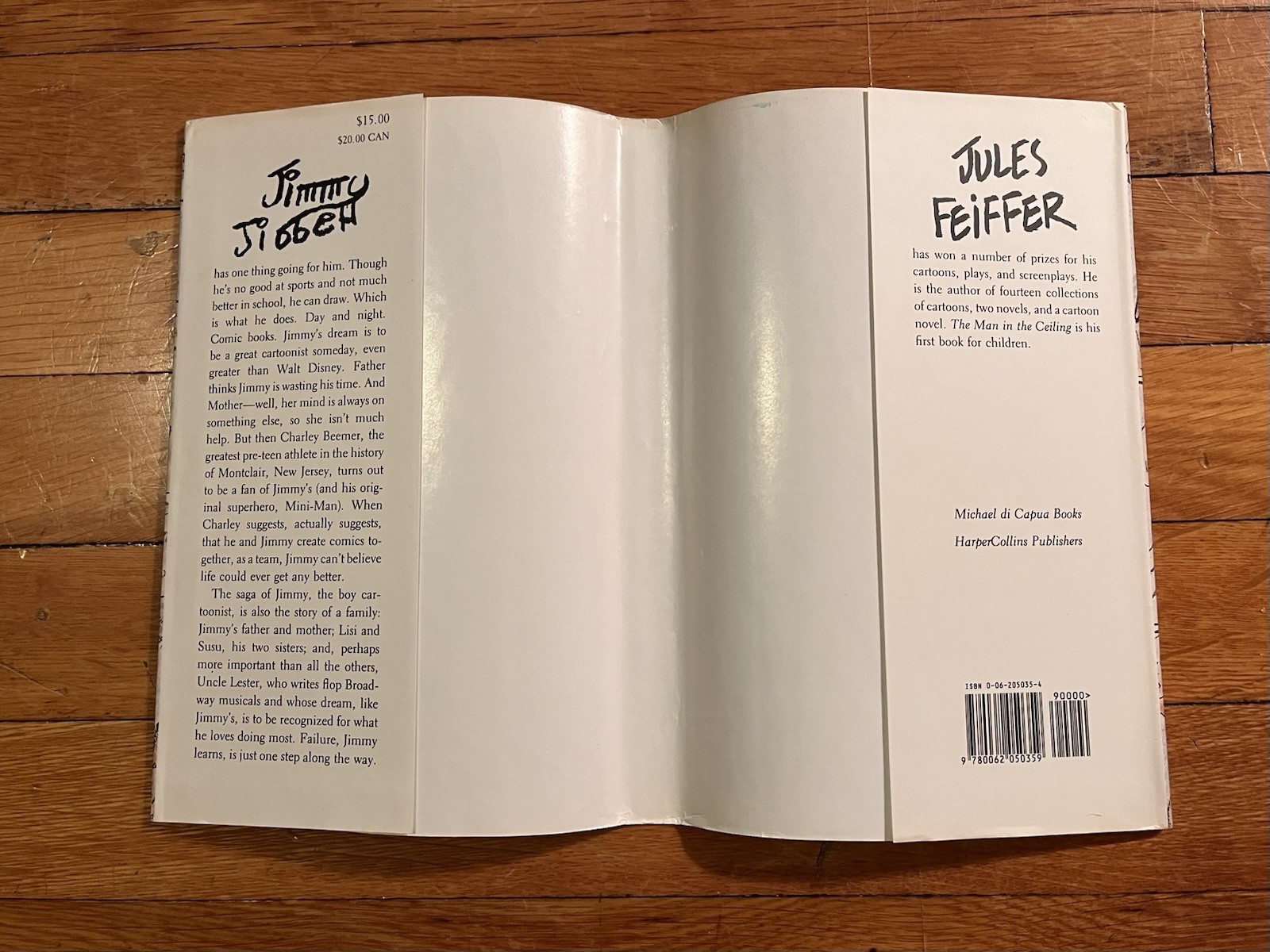 The Man in the Ceiling SIGNED Jules Feiffer 1st Edition 2nd Printing HCDJ 1994