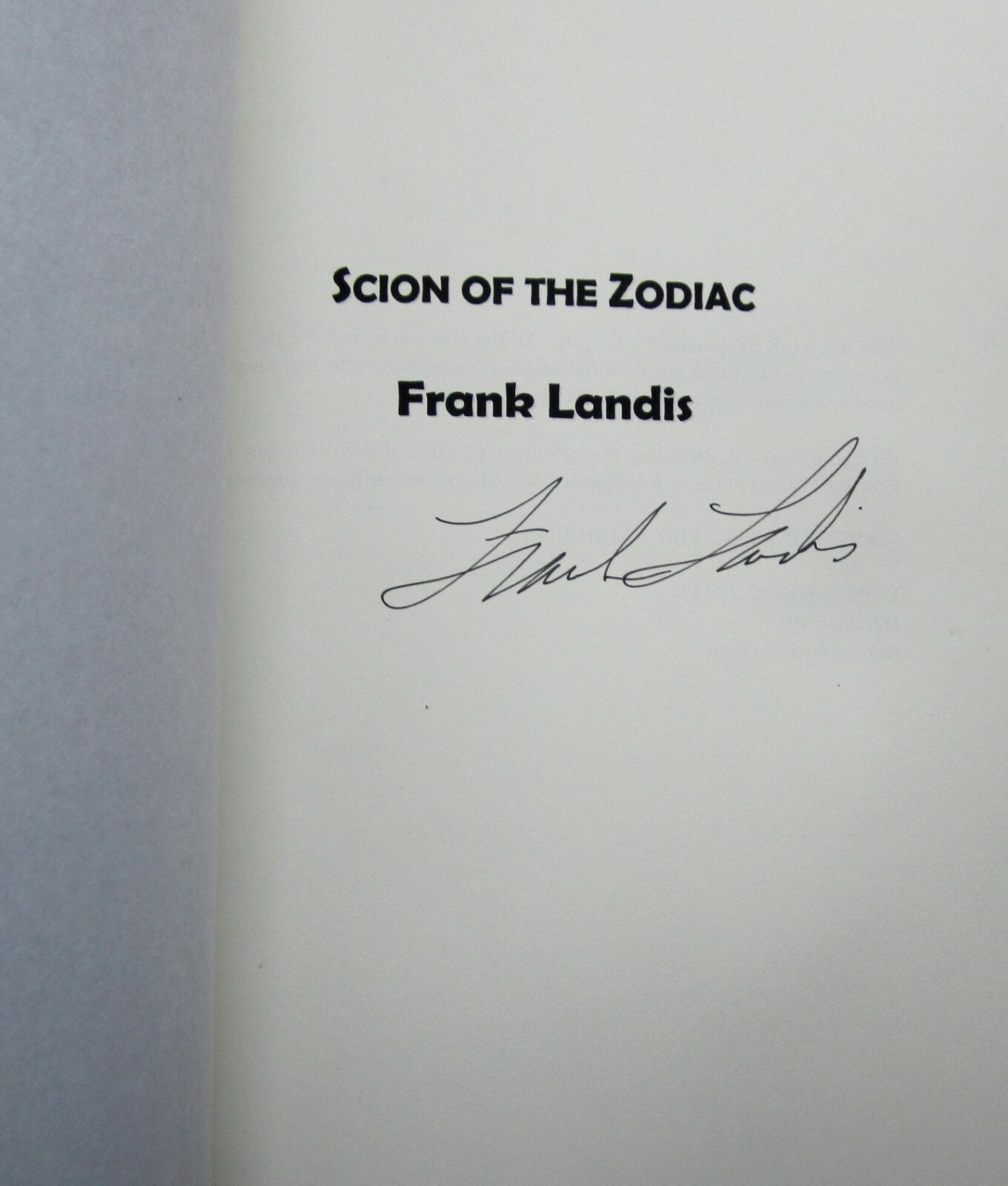 Scion of the Zodiac Frank Landis Trade PB 1st Smashwords (Signed)