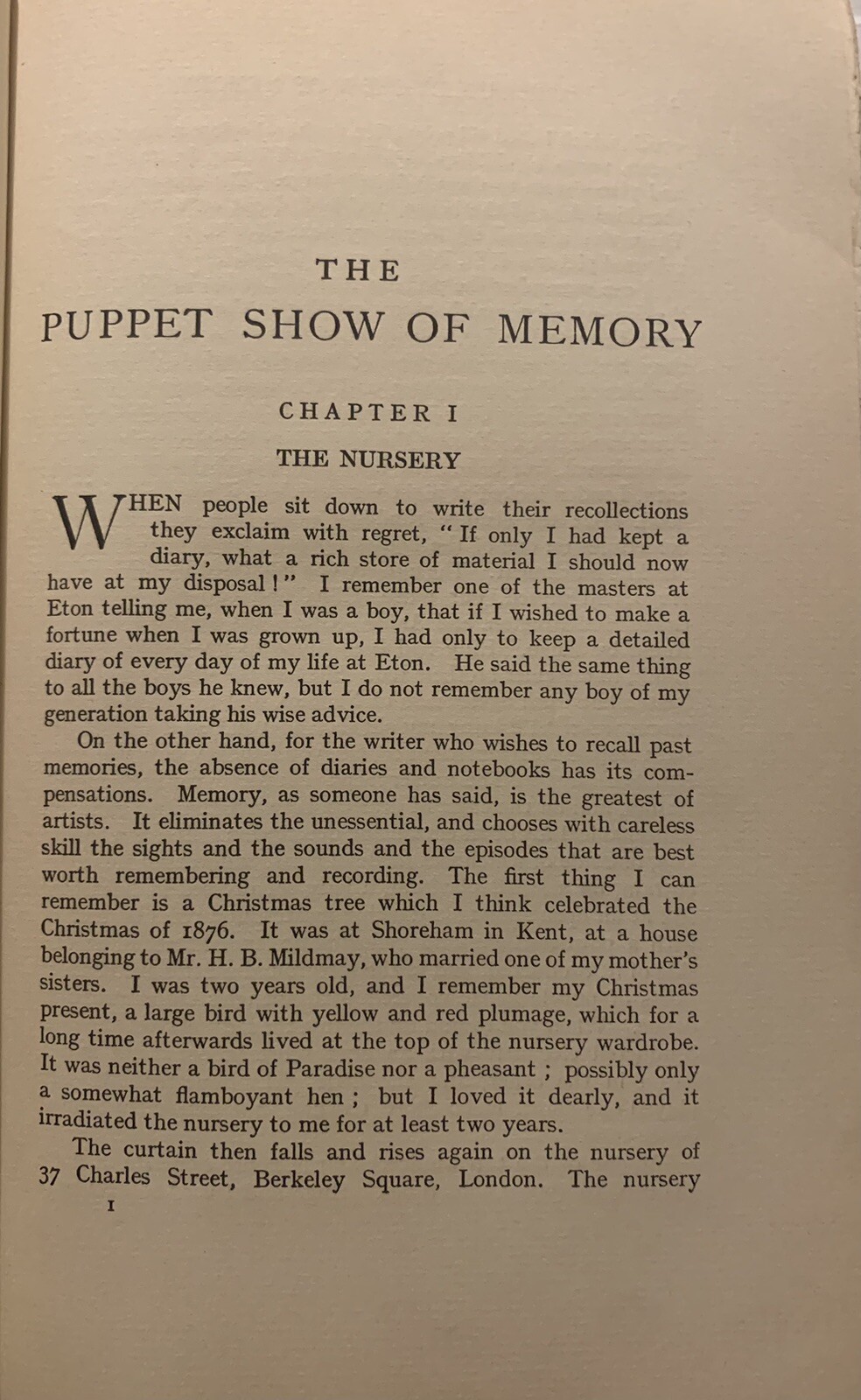 The Puppet Show Of Memory By Maurice Baring In 1922, Hardcover