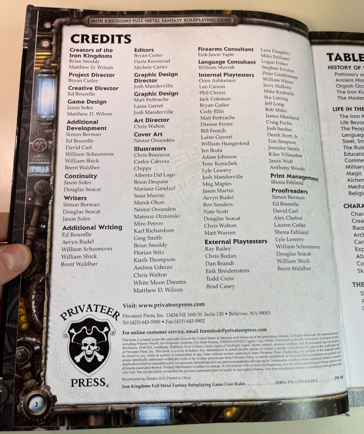 Iron Kingdoms Core Rules Full Metal Fantasy RPG Privateer Press 2nd Printing HC