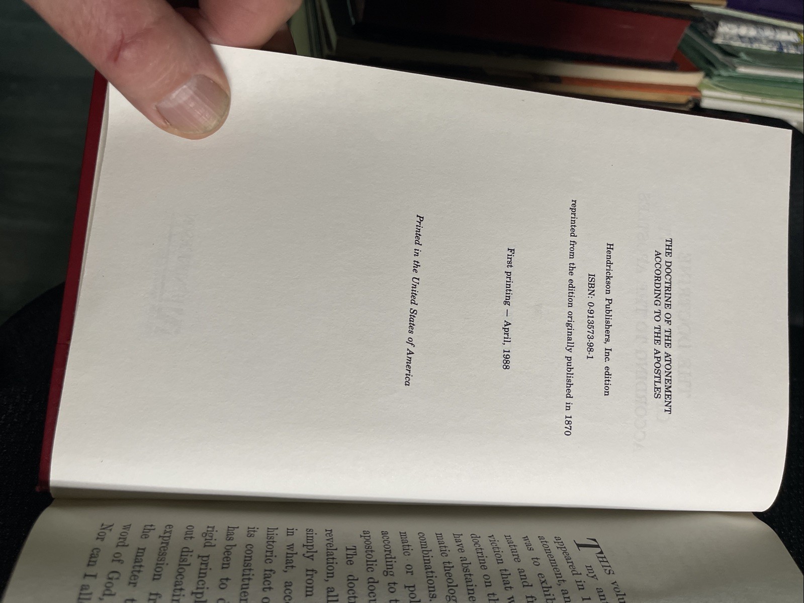 Doctrine of the Atonement According to the Apostles by Smeaton 1998 HC