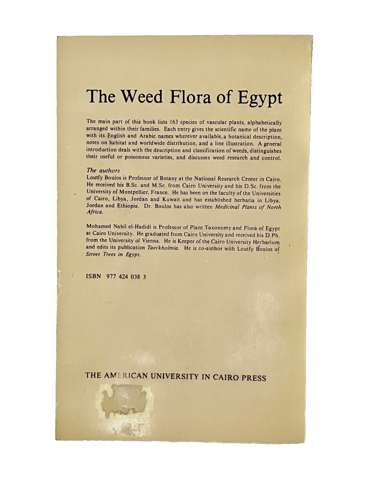 The Weed Flora Of Egypt 1984 By Loutfy Boulos & M. Nabil eL-Hadidi TPB Botany