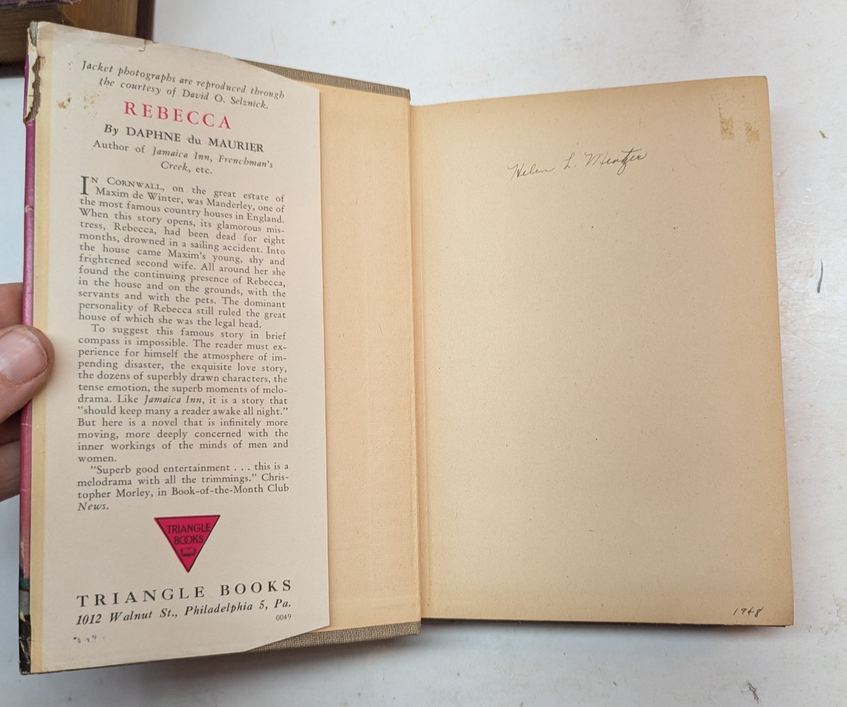 Rebecca: Complete Original Novel by Daphne du Maurier 1938 Triangle Books HC DJ