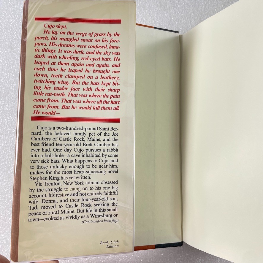Cujo by Stephen King – Viking 1981 – HC/DJ Book Club Edition BCE