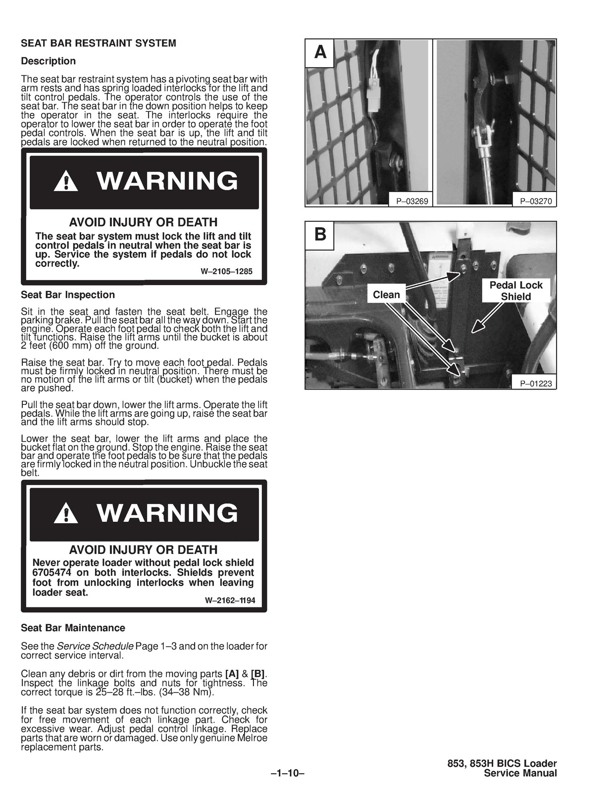 BOBCAT 853 Service Manual 1995 SN 508418001 Up – BOUND – COVERS – XL FOLDOUTS