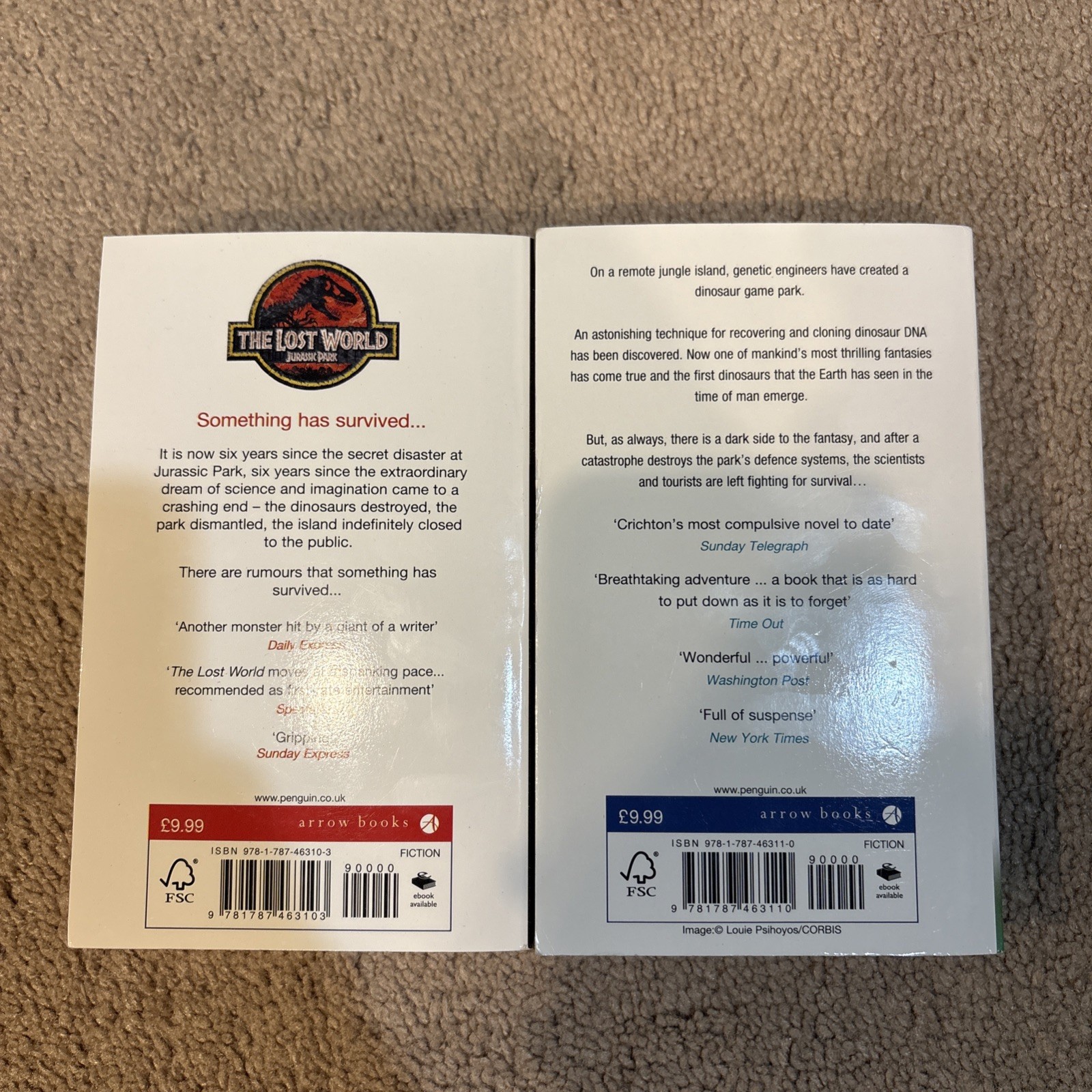 Michael Crichton Jurassic Park 2 Books Collection Set (Jurassic Park, Lost World