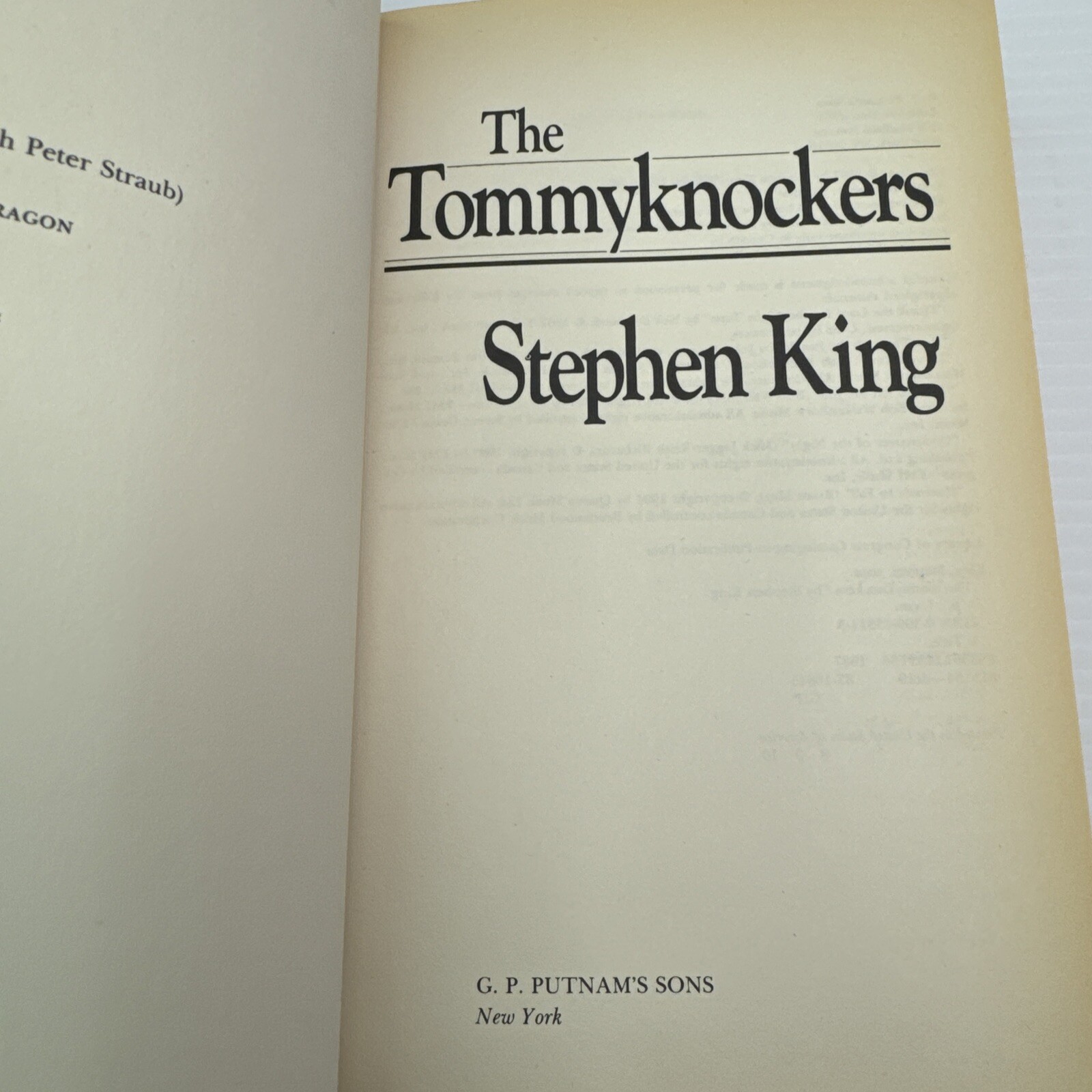The Tommyknockers Stephen King HC 1987 G P Putnam’s Sons Classic Horror