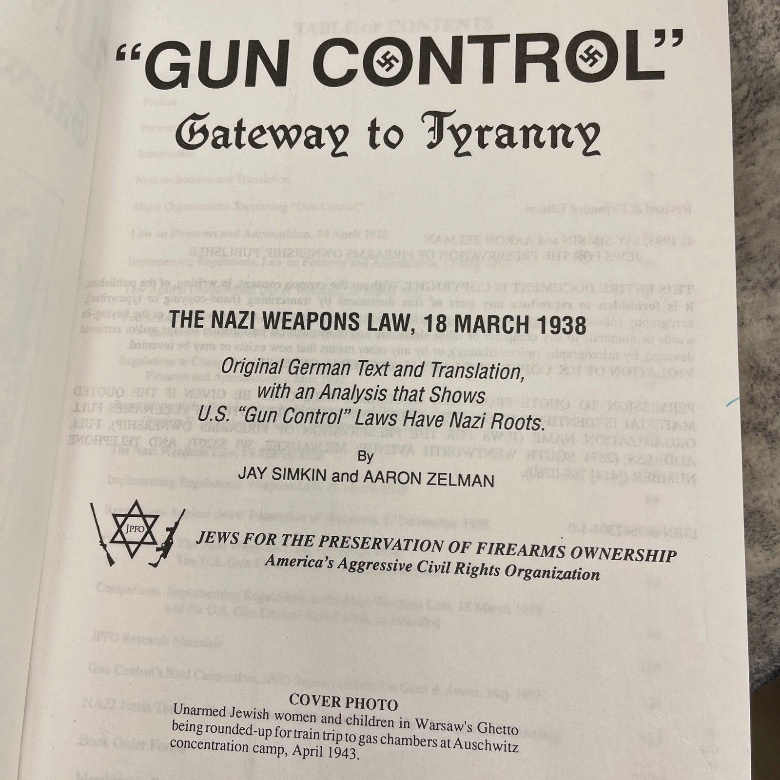 Vtg Gun Control Gateway to Tyranny Nazi Weapons Law 1938 Book 1993 Revised