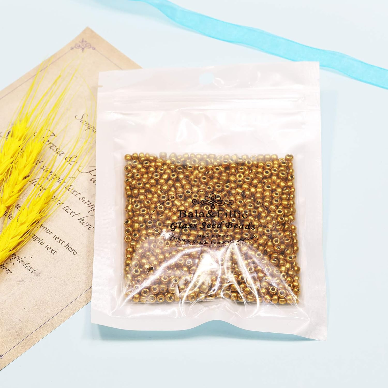 Golden Color 4mm Seed Beads About 1200pcs/100Grams in Bag, 6/0 Glass Craft Beads