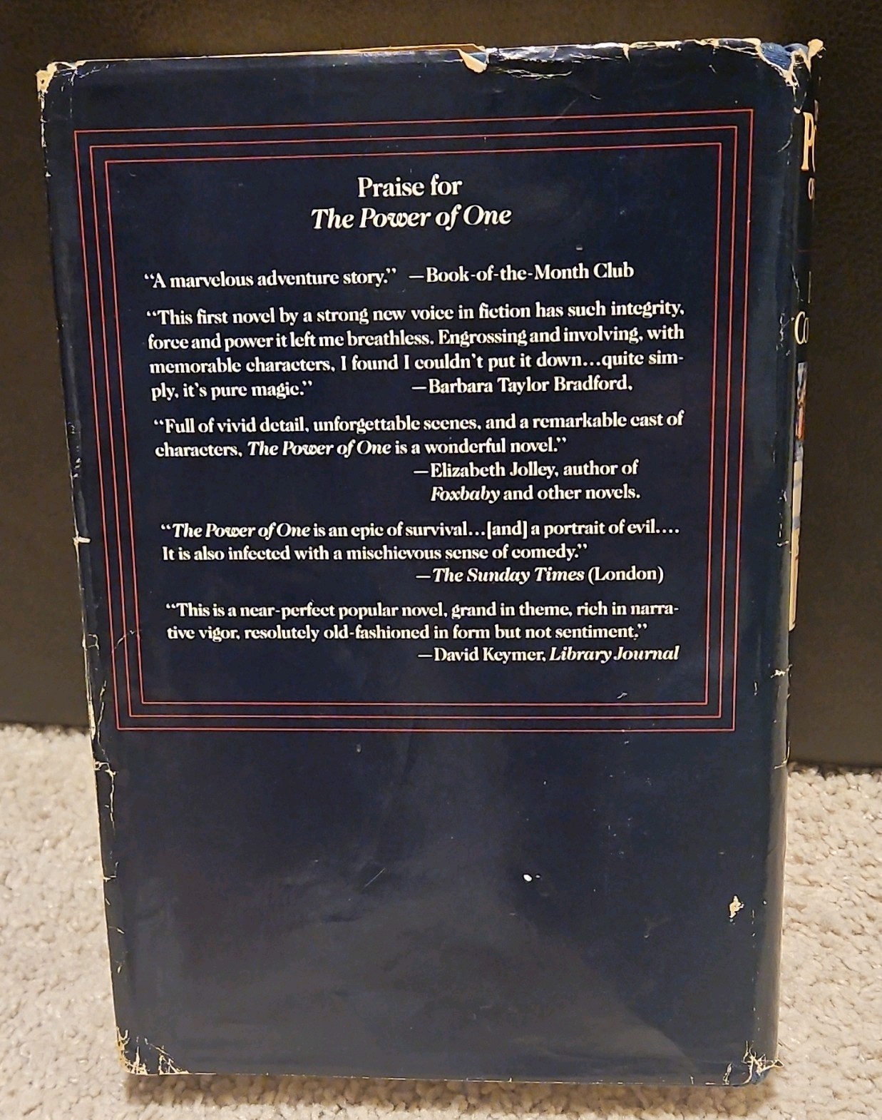 The Power of One by Bryce Courtenay (1989, Hardcover w/ Dust Jacket) BOMC Edtn.