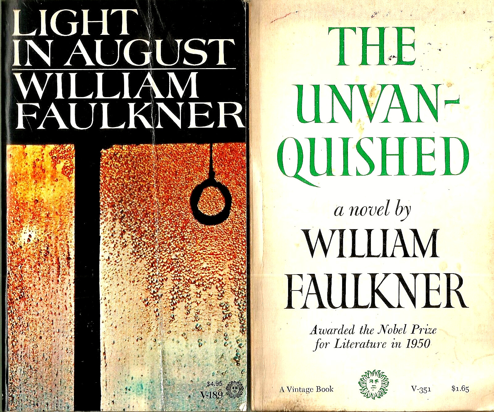Lot of 2 by William Faulkner -“Light in August, Unvanquished” – Paperbacks