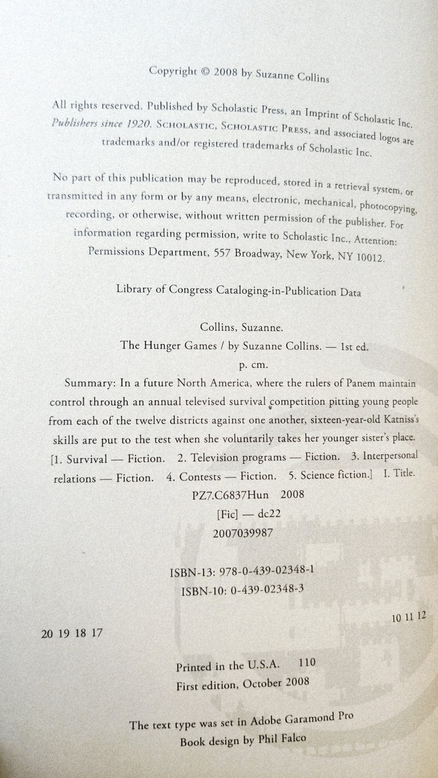 Hunger Games (Hunger Games, Book One) by Suzanne Collins 2008 HC DJ 1st edition
