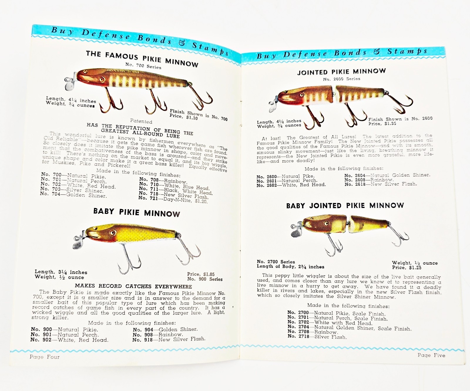 Extremely Rare 1942 Creek Chub Lures Wartime Expo Booklet EX Condition