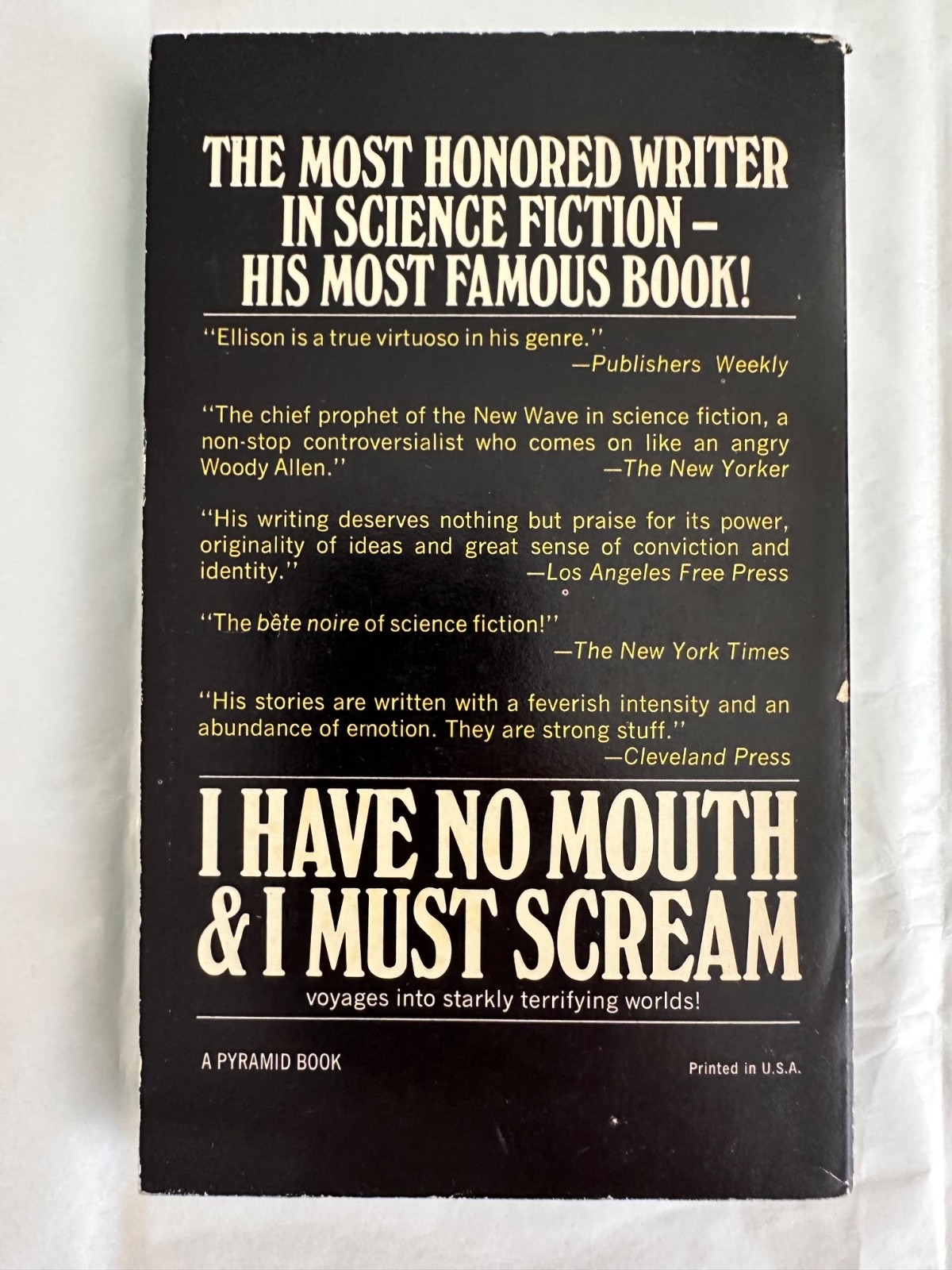 I Have No Mouth & I Must Scream Harlan Ellison 1974 Pyramid Paperback, Beautiful