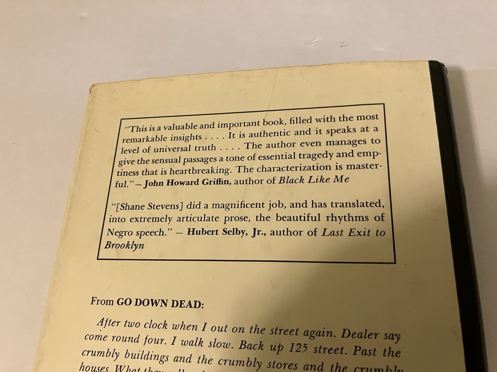 GO DOWN DEAD SHANE STEVENS 1966 HC DJ 1ST WILLIAM MORROW HARLEM GANG LIFE YOUTH