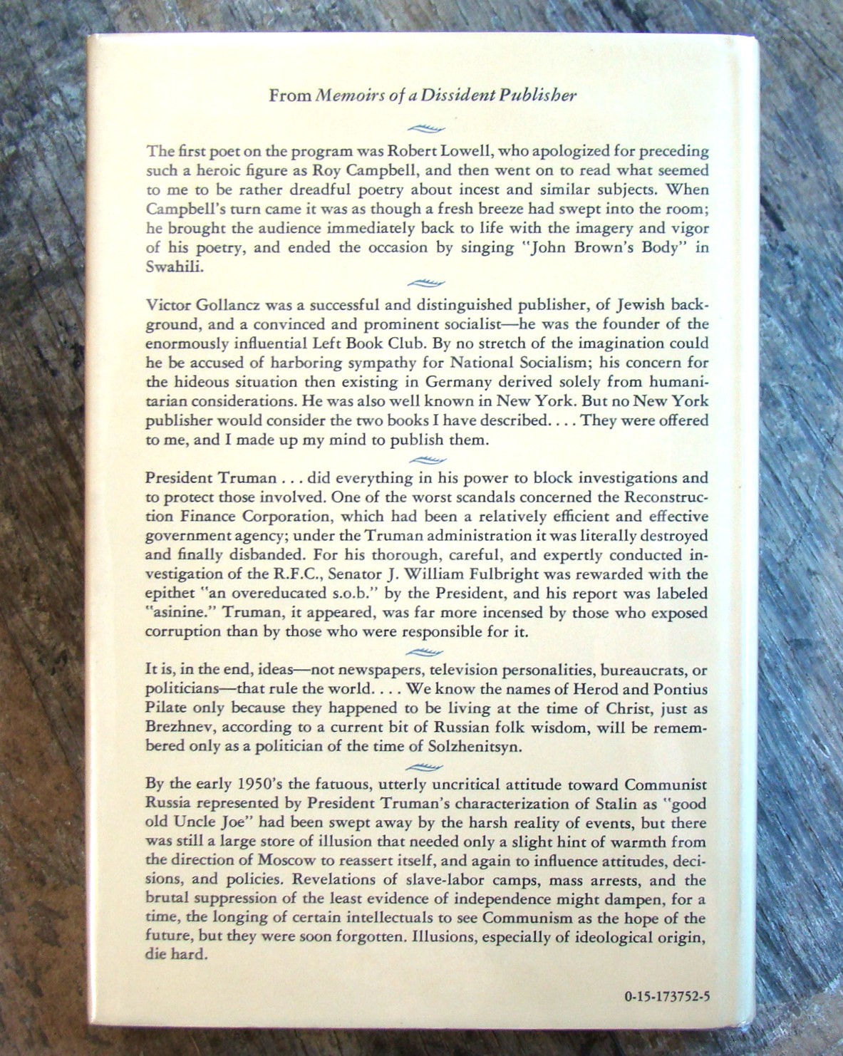 Memoirs Of A Dissident Publisher ~1979 HC~ Regnery Controvercial Conservative
