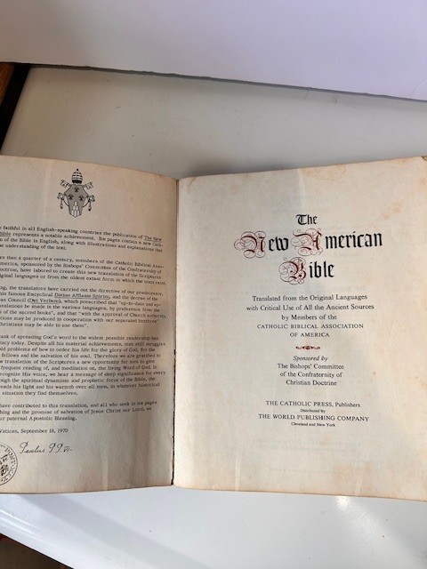 Holy Bible New American Bible NAB Catholic Press World First Edition 1970