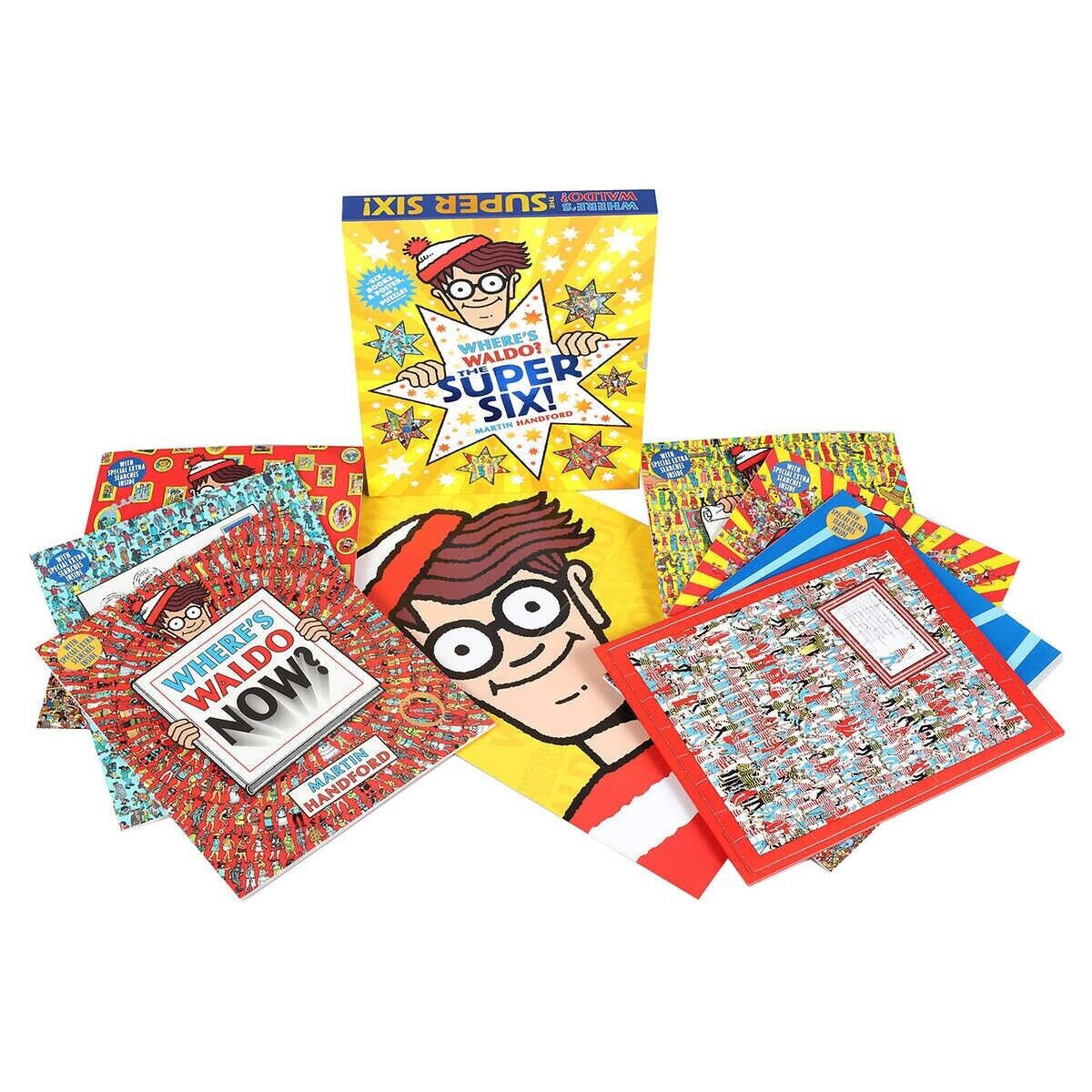 WHERE’S WALDO? THE SUPER SIX! MARTIN HANDFORD SIX BOOKS, A POSTER, AND A PUZZLE!