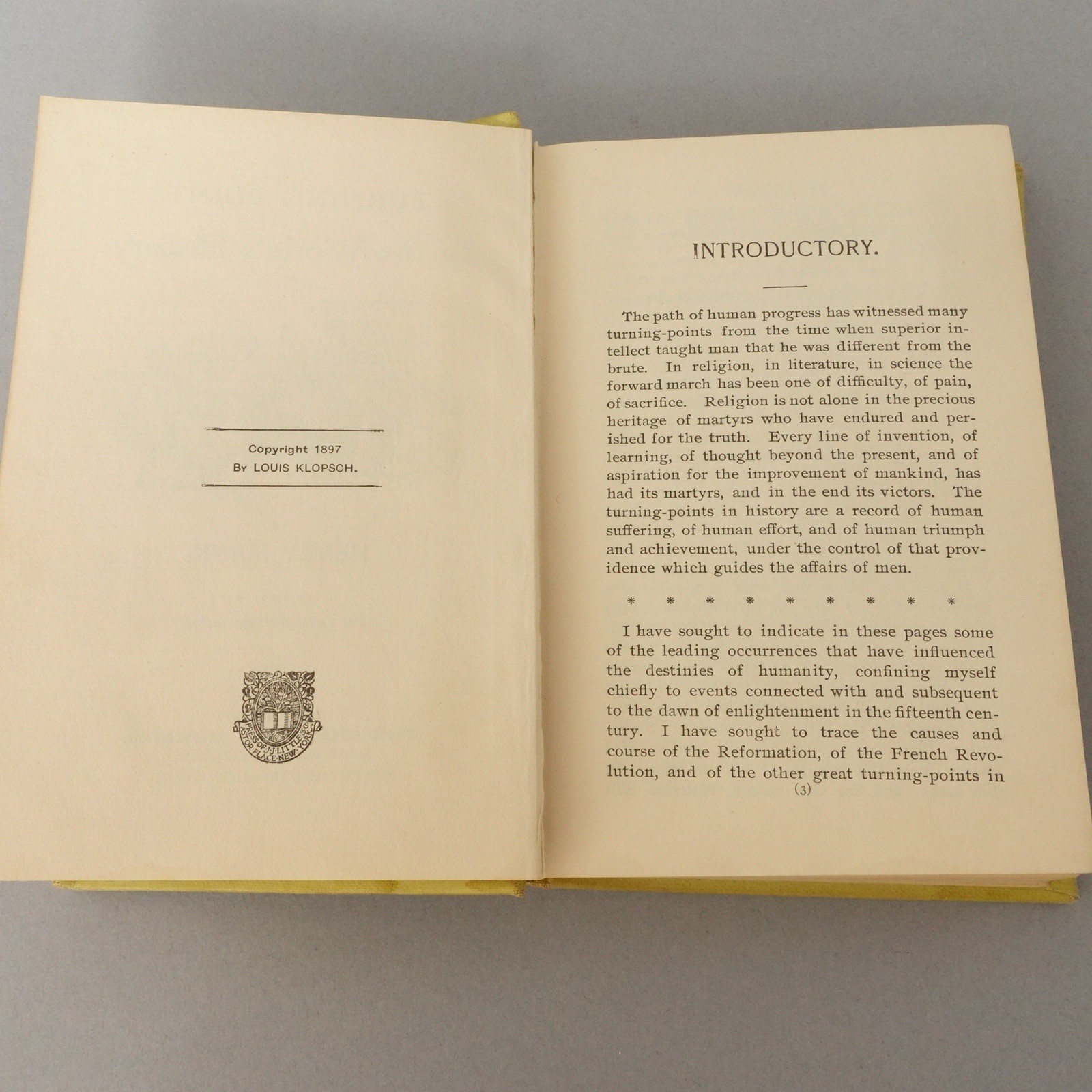 Turning points in the world’s history, Mann, Henry, Scarce 1897 edition