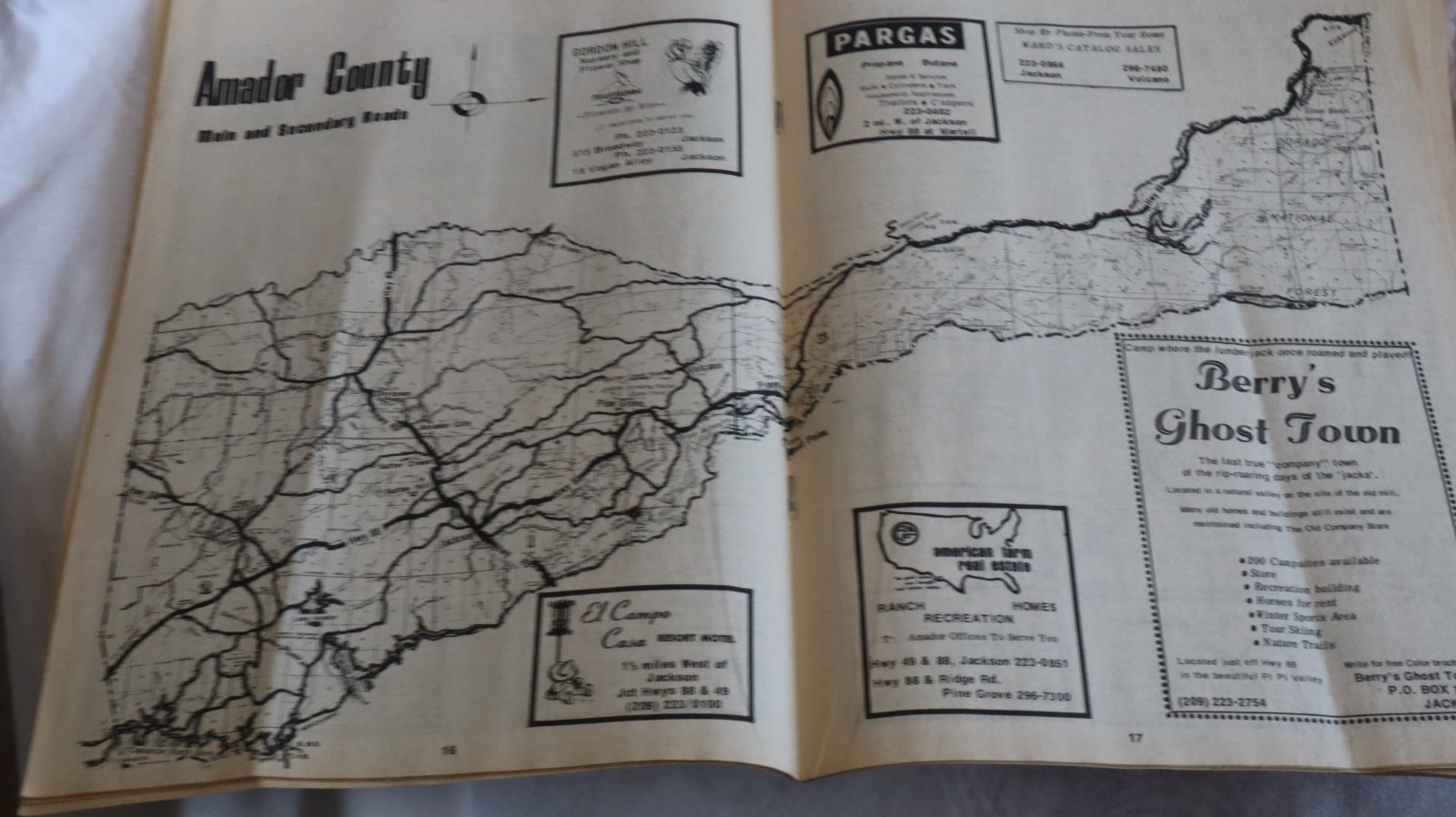 Amador County TRAVEL GUIDE 1972-73 MAPS ADS HISTORY THE MOTHER LODE HWY 88 b1