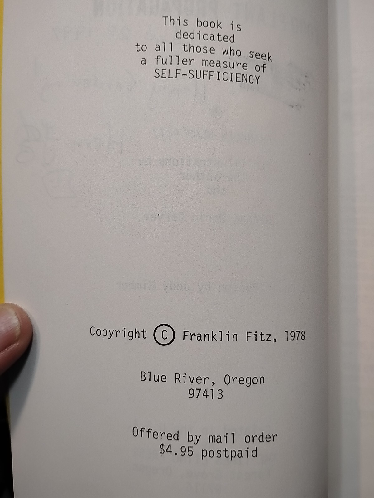 Compleatly Self-Sufficient Food-Plant Propagation 1978 Signed Herm Fitz (218)