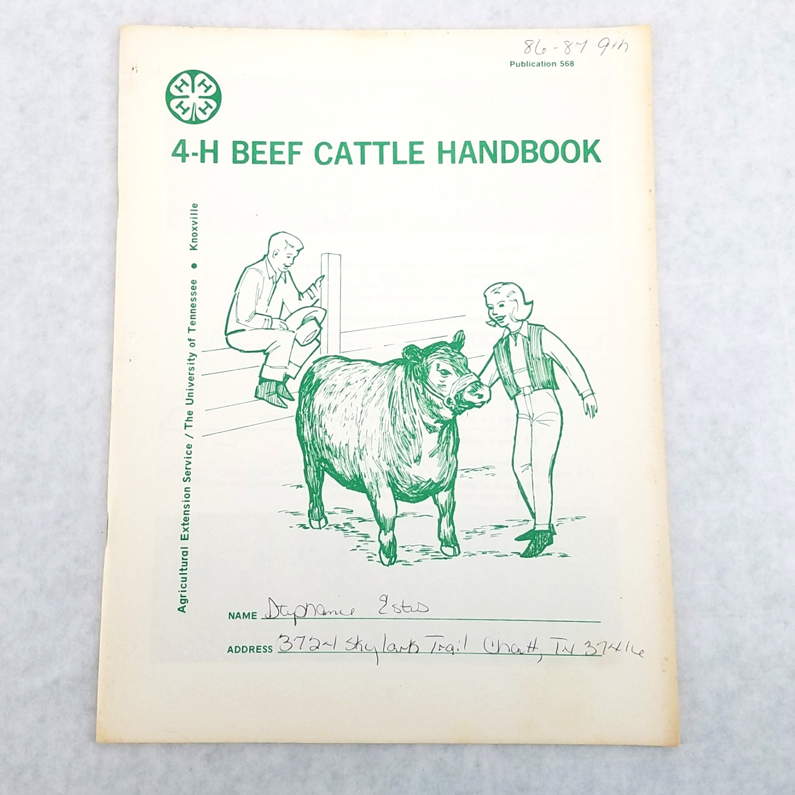 Beef Cattle Handbook UT Agricultural Extension Service 4H Booklet #568 – 1986
