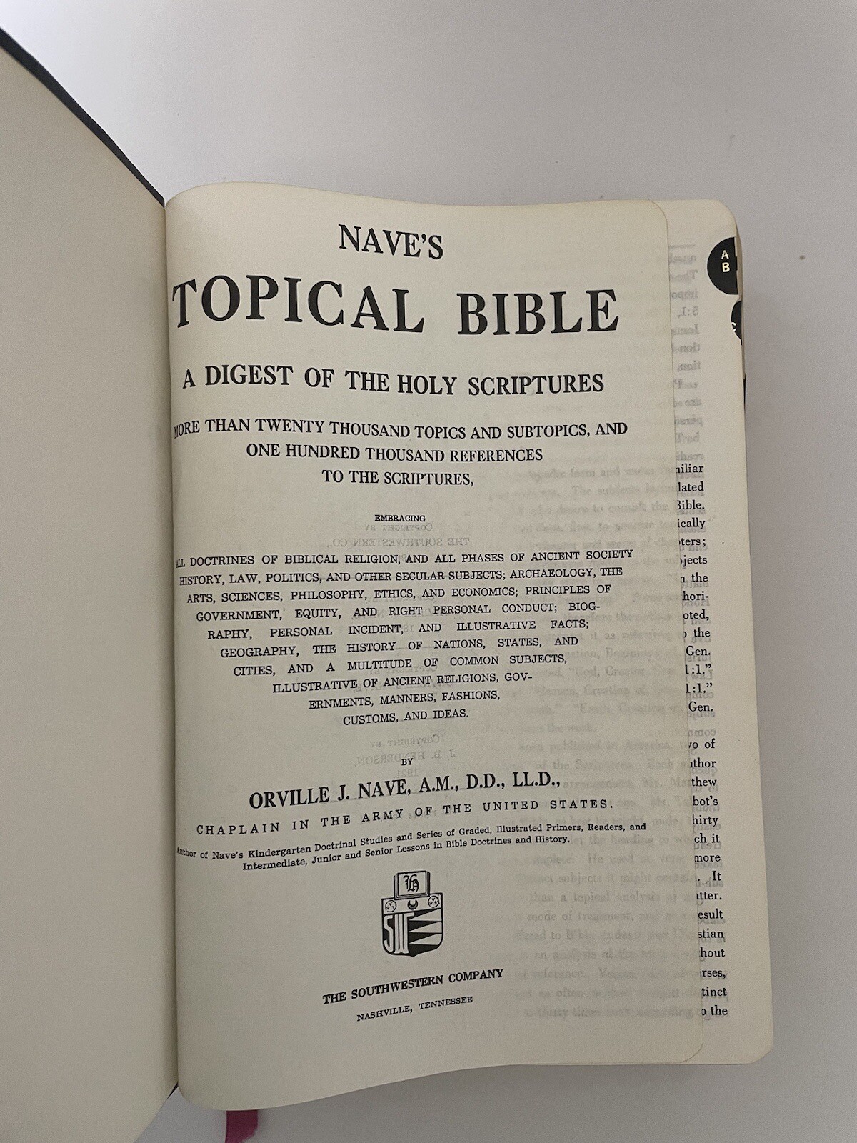 Nave’s Topical Bible Digest Black Leather Bound Thumb Indexed Southwestern