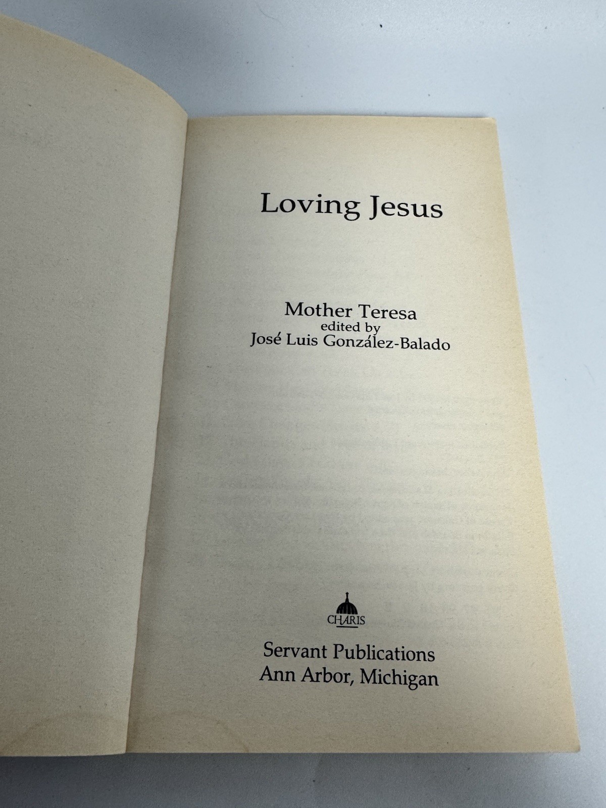 Mother Teresa Loving Jesus 1991 Servant Publications Religious Christian Book