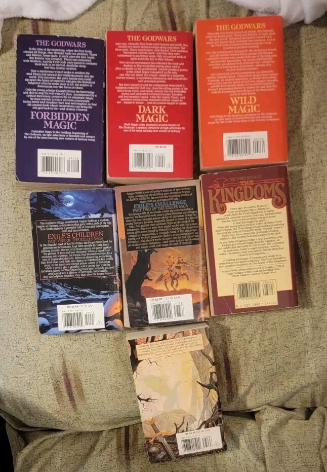 3V Set THE GODWARS + 4 More Angus Wells Books- Fbdn Mgc, Dk Mgc, Wld Mgc +4 More