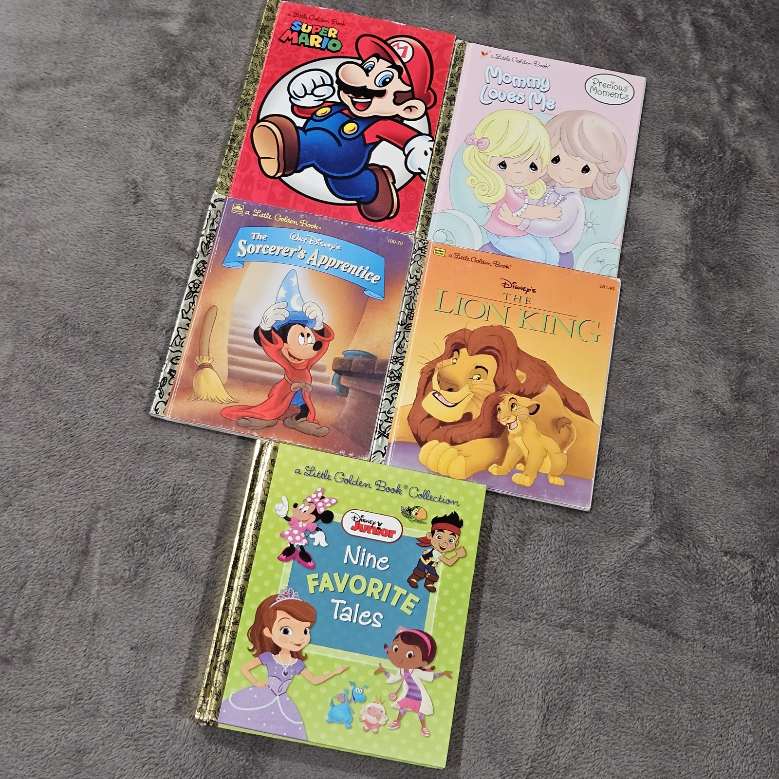 A Little Golden Book Collection: Lot Of 5 Misc Books: Disney, Mario Bros, Etc…